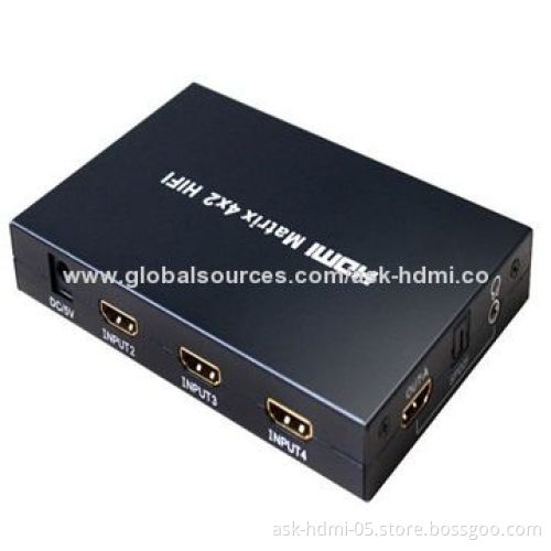 4 x 2 Hi-Fi HDMI Matrix with Stereo Audio Output, 5V DC/2A Power Supply